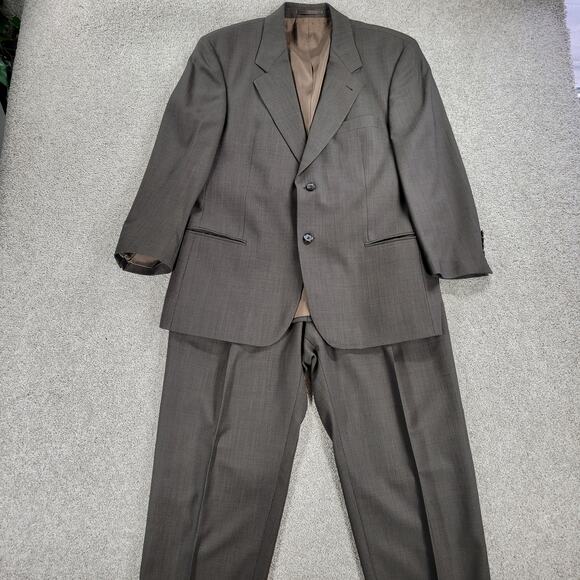 Hugo Boss Galilei Omega Suit Mens 42S Tan Brown Flat Knit Wool Blend Two Button - Picture 16 of 16